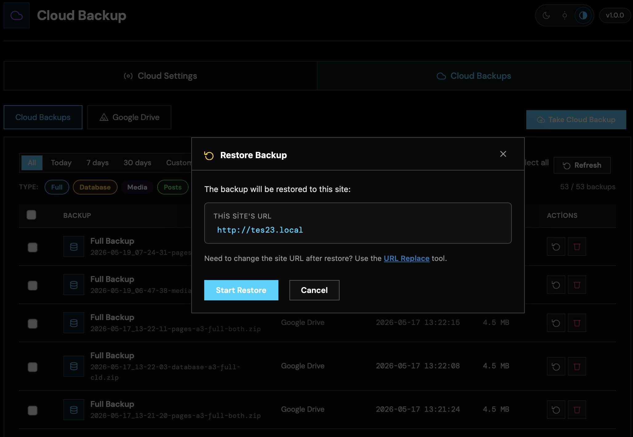 Restore directly from listed cloud archives.