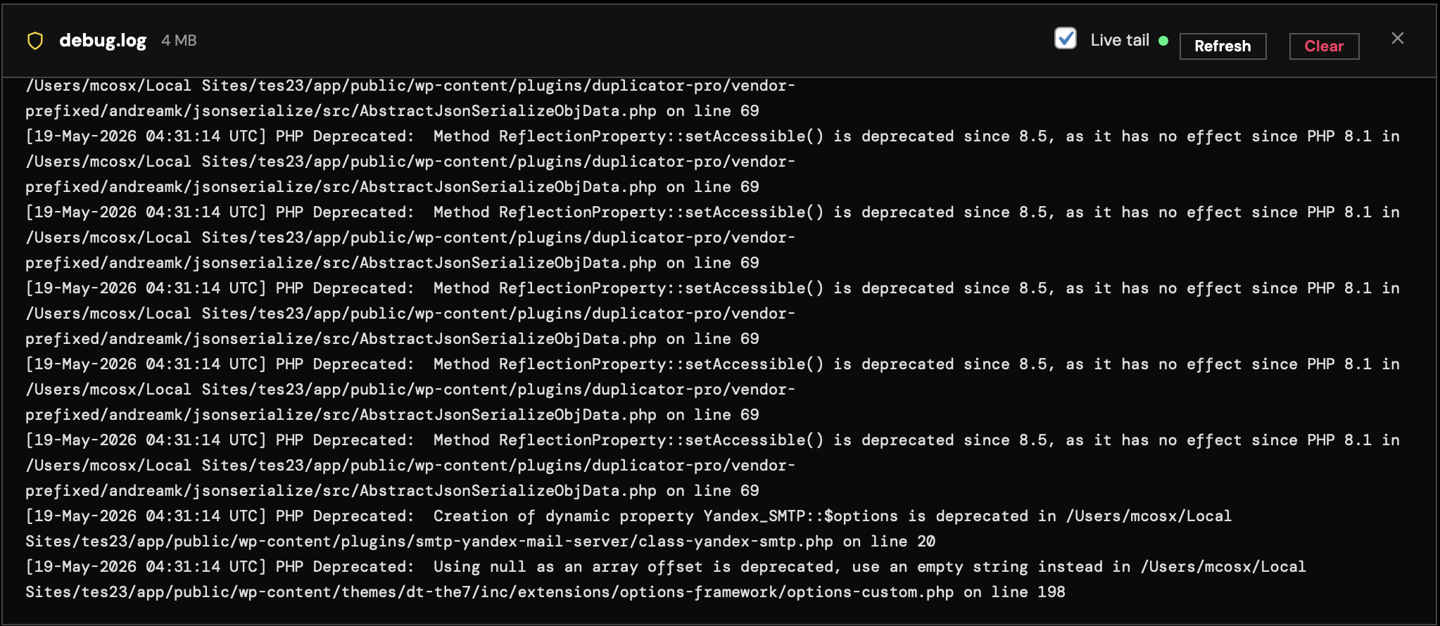 Debug log stream.